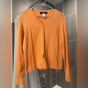 Jones New York Orange Button-Up Cardigan
